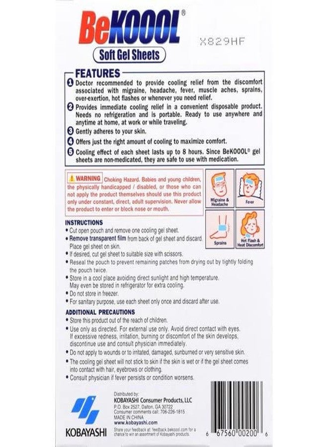 BeKoool Cooling Relief for Migraine Soft Gel Sheets, Pack of 3 - Image 2
